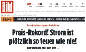 hohe Strompreise - Schlagzeile Bild Zeitung am 12.12.2024 | Foto: Screenshot Bild Homepage