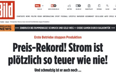 hohe Strompreise - Schlagzeile Bild Zeitung am 12.12.2024 | Foto: Screenshot Bild Homepage